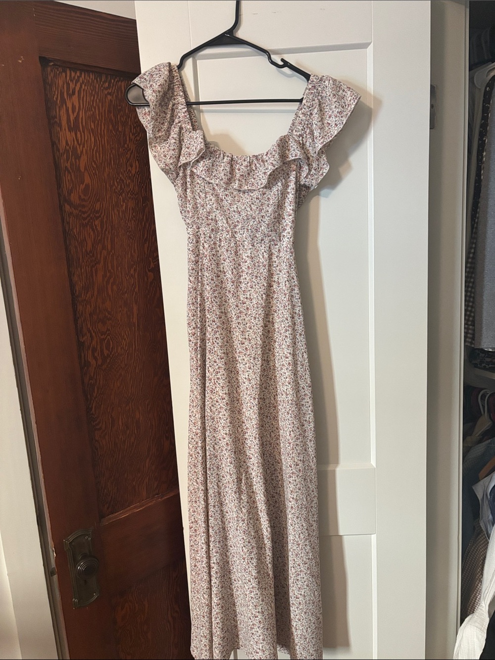 Ellison Pink Floral Ruffle Maxi Dress